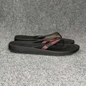 Teva Azure 2 Strap Sandals Women 9 Colorful Rainbow Black Thong Beach Flip Flops